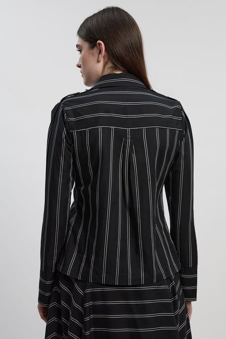 Bold Stripe Cotton Woven Utility Shirt - Image 4
