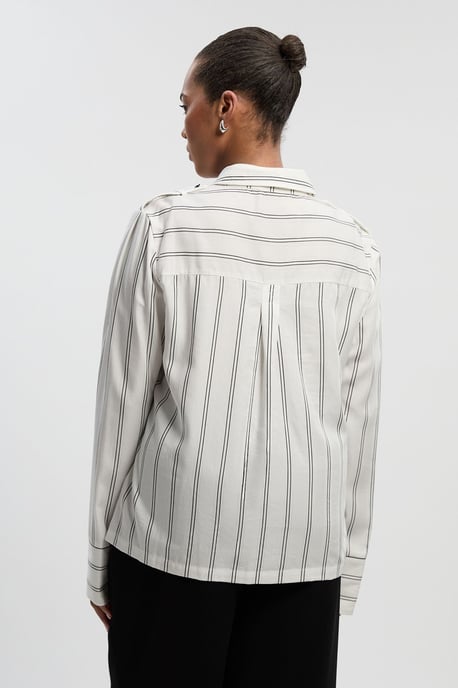 Plus Size Bold Stripe Cotton Woven Utility Shirt - Image 4