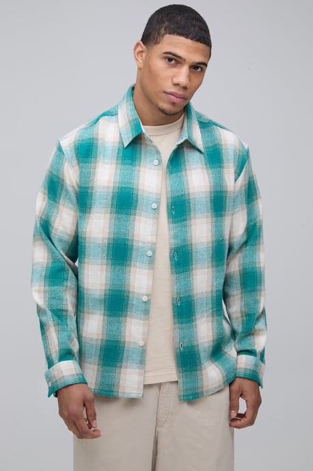 Oversized Brushed Check Shirt - Image 1