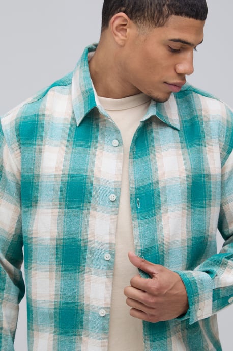 Oversized Brushed Check Shirt - Image 3