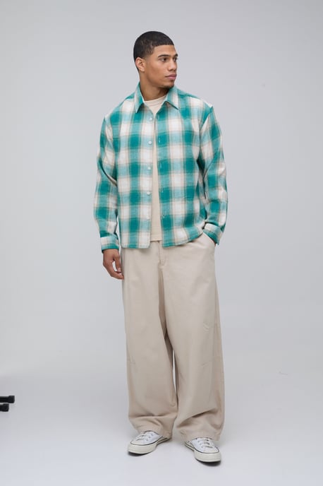 Oversized Brushed Check Shirt - Image 4
