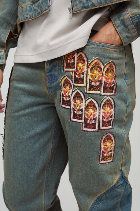 Slim Stacked Gothic Applique Jeans - Image 3
