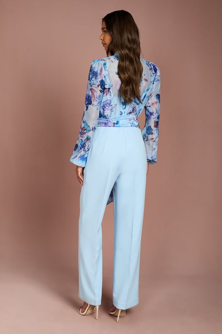 Blouson Sleeve Pintuck Detail Wide Leg Wedding Guest Jumpsuit - Image 3