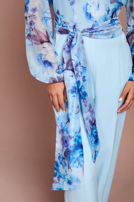 Blouson Sleeve Pintuck Detail Wide Leg Wedding Guest Jumpsuit - Image 4