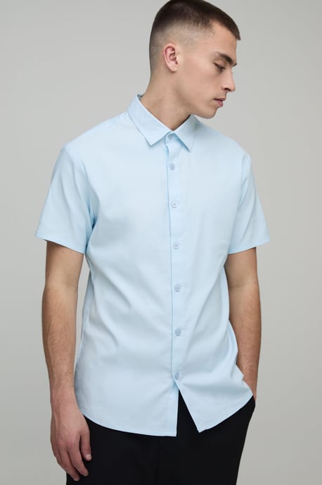 Slim Fit Short Sleeve Cotton Shirt - Image 1