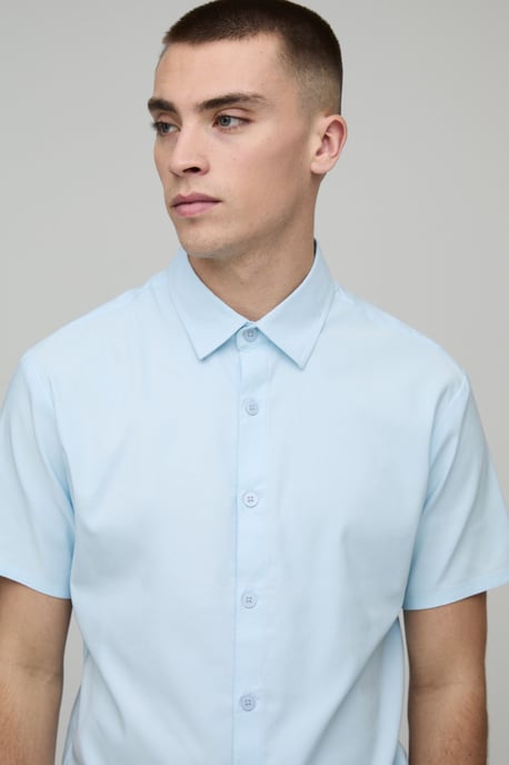 Slim Fit Short Sleeve Cotton Shirt - Image 3