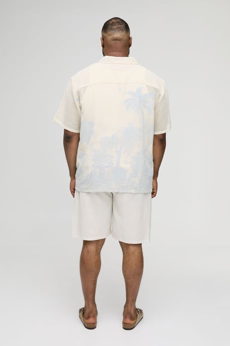 Plus Oversized Crochet Palm Tree Jacquard Shirt - Image 2