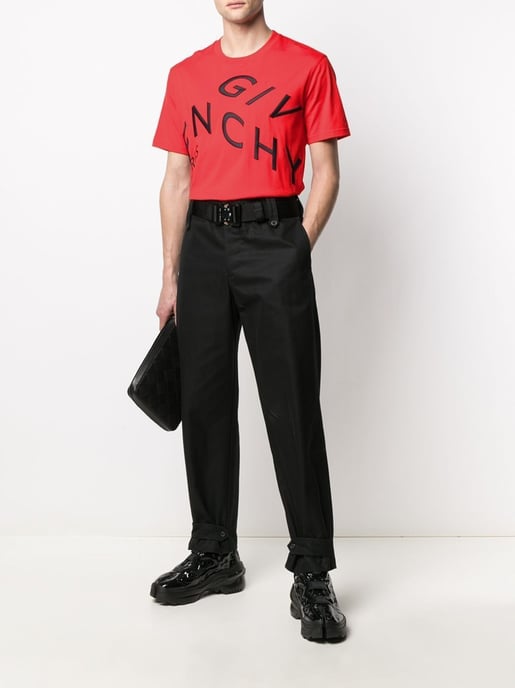 Oversized rood T-shirt met gebroken, geborduurd logo van Givenchy - Image 5