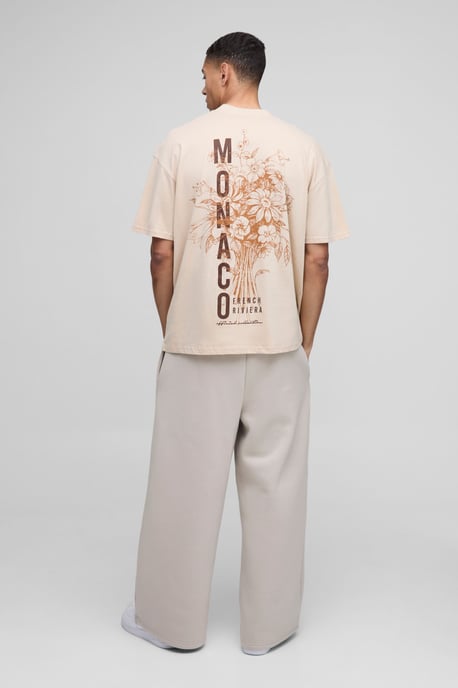Oversized Extended Neck Monaco Floral Printed T-Shirt - Image 2