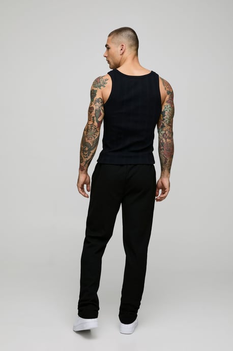 Elasticated Waist Slim Fit Waffle Smart Trousers - Image 2
