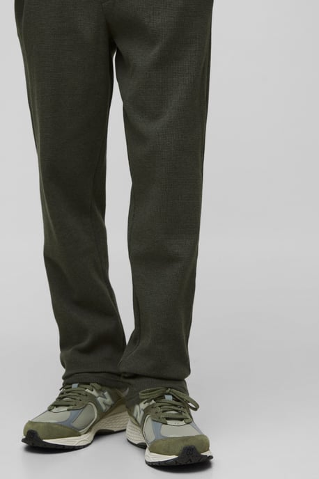 Elasticated Waist Slim Fit Waffle Smart Trousers - Image 3