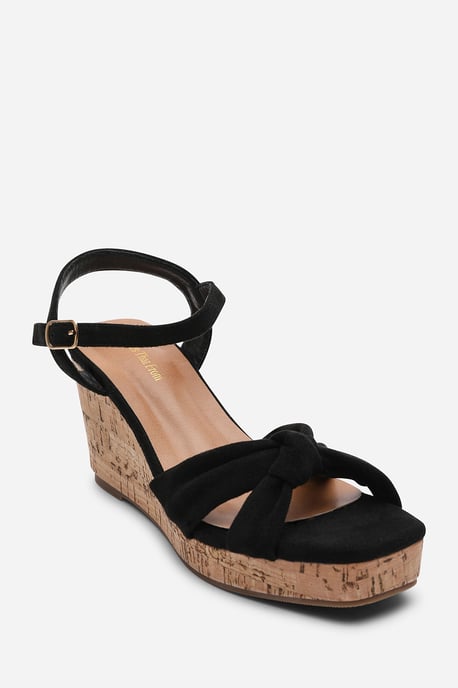 Where's That From Women's Mystique Platform Knot Detail Black Suede Wedge - Image 3