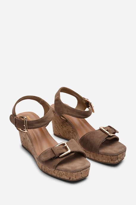 Where's That From Women's Olivine Double Strap Platform Camel Suede Wedge - Image 4