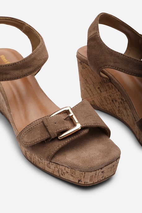 Where's That From Women's Olivine Double Strap Platform Camel Suede Wedge - Image 5