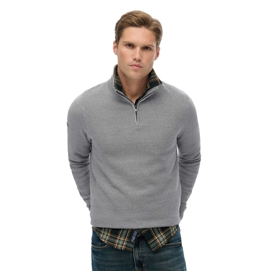 Superdry Katoenen Textuur Henley Gebreide Trui - Image 3
