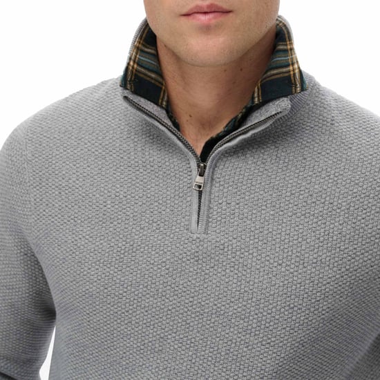 Superdry Katoenen Textuur Henley Gebreide Trui - Image 4