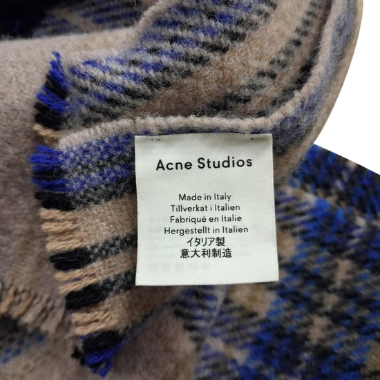 Acne Studios Plaid Printed Scarf in Multicolor Wool - Image 3