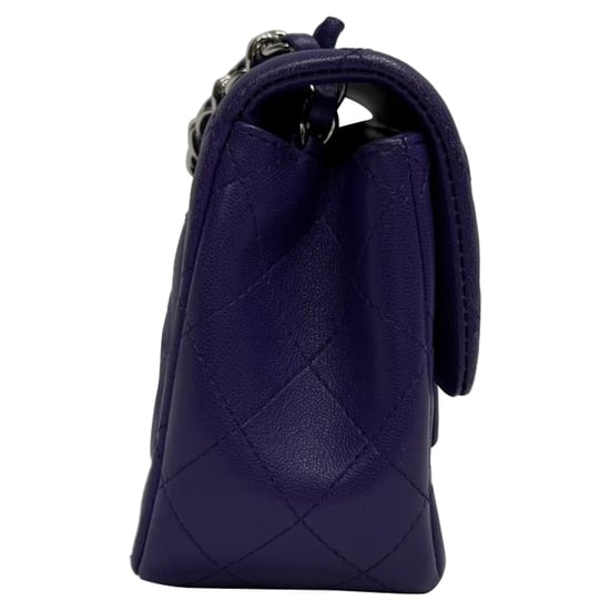 Chanel Mini Classic Square Flap Shoulder Bag in Purple Lamb Leather - Image 2