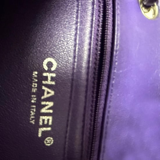 Chanel Mini Classic Square Flap Shoulder Bag in Purple Lamb Leather - Image 5
