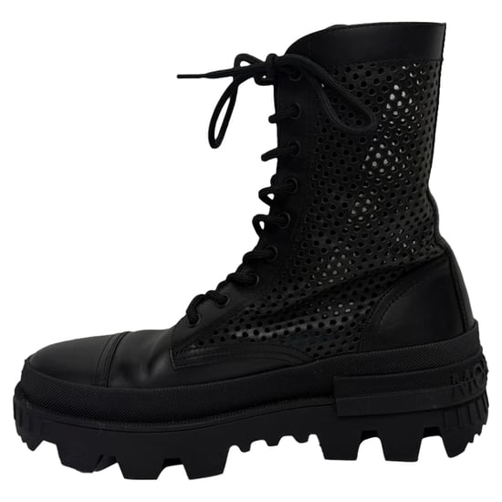 Moncler Carinne Perforated Ankle Boots in Black Leather - Image 4