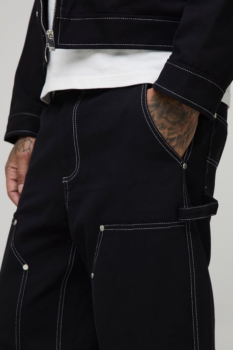 Tall Canvas Relaxed Fit Worker Trousers - Image 3