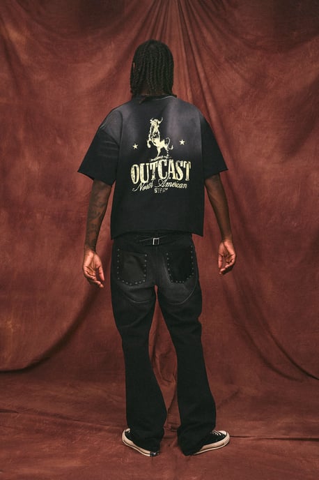 Slim Stacked Flared Western Seam Detail Jeans - Image 1
