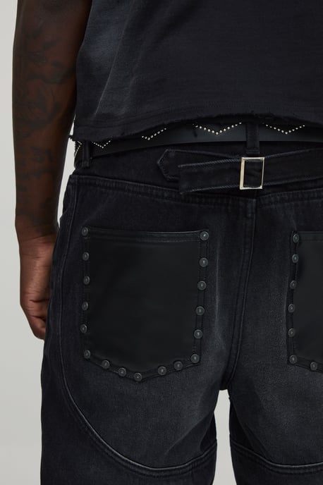 Slim Stacked Flared Western Seam Detail Jeans - Image 3