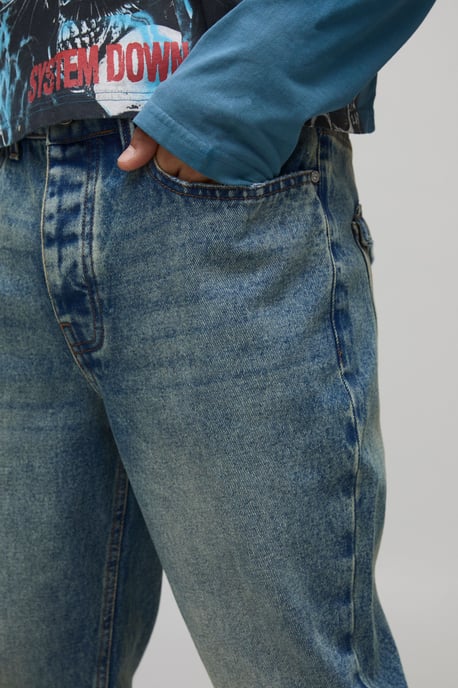 Stonewash Raw Seam Detail Slim Flared Jeans - Image 3