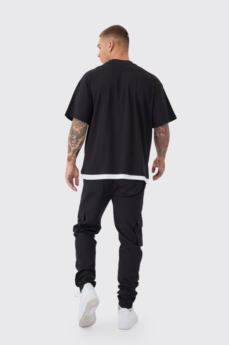 Skinny Fit Elasticated Waist Cuffed Cargo Trousers - Image 2