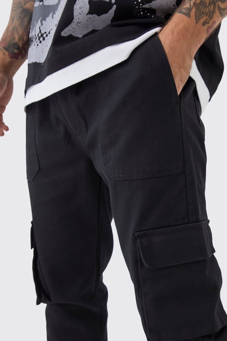 Skinny Fit Elasticated Waist Cuffed Cargo Trousers - Image 3