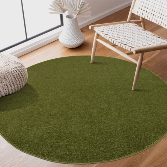 Muratap Uni rond groen vloerkleed – modern laagpolig effen tapijt- 300 cm rond - Image 1