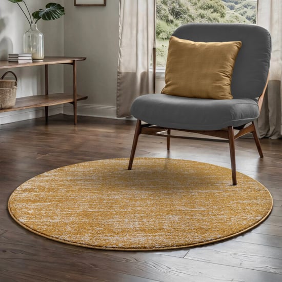 Muratap Relax oslo laagpolig vloerkleed rond modern tapijt geel goud- 150 cm - Image 4