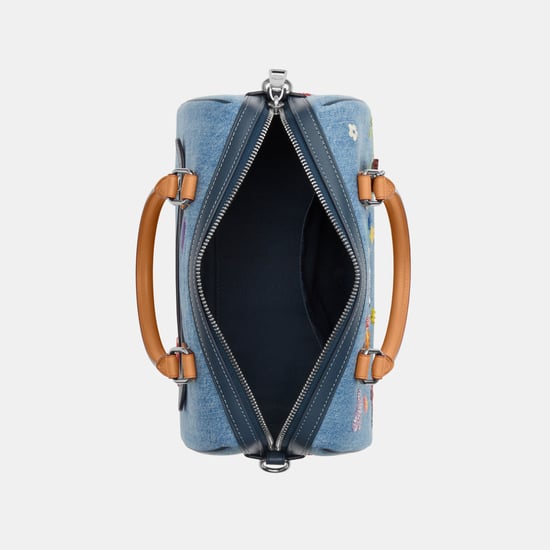 Rowan Satchel Bag In Signature Denim With Patches And Embroidery - Image 4