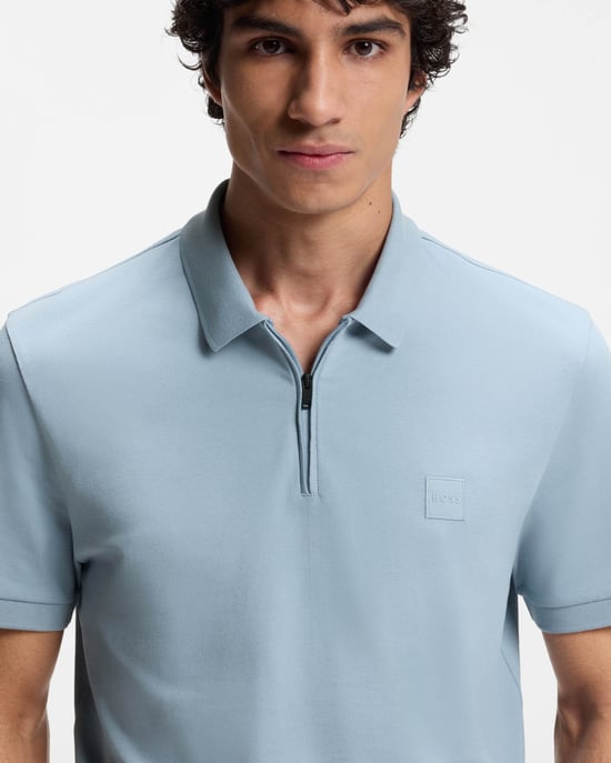 Passerzip Polo Shirt in Light Blue - Image 4