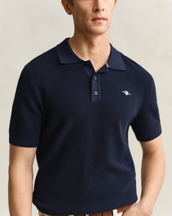 Short Sleeve Polo in Navy - Image 3