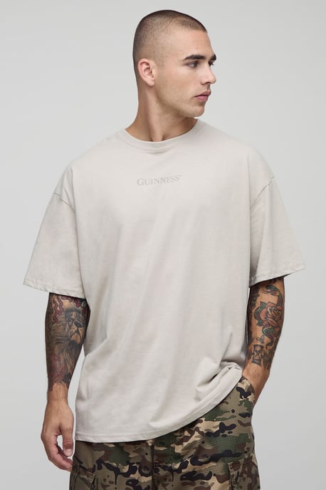 Stone Oversized Guinness License Printed T-Shirt - Image 3