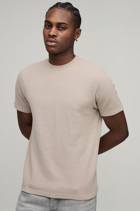 Slim Fit Waffle T-Shirt - Image 1