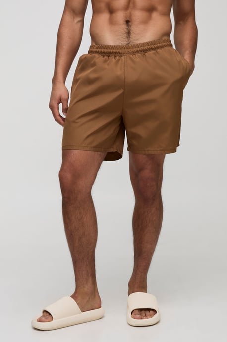 Regular fit Mid length Plain Swim Shorts - Image 1