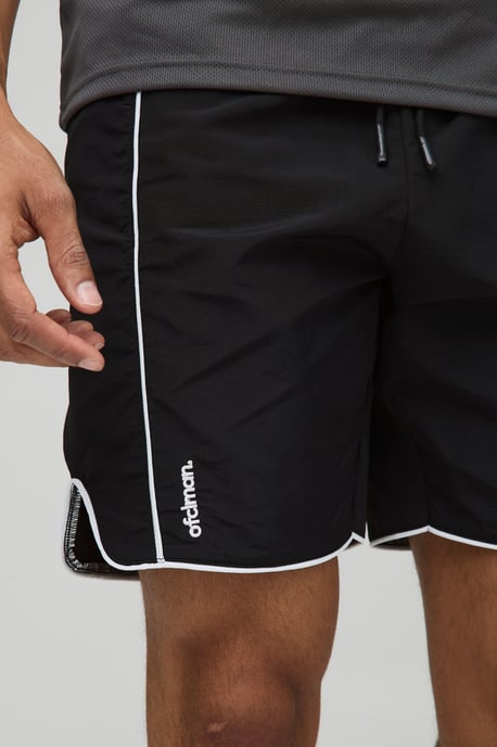 Elasticated Waist Relaxed Crinkle Nylon Piped Shorts - Image 3
