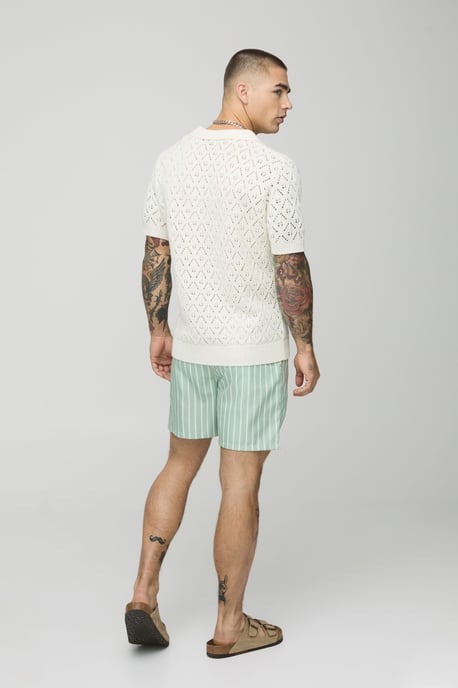Branded Stripe Mid Length Swim Short - Image 2