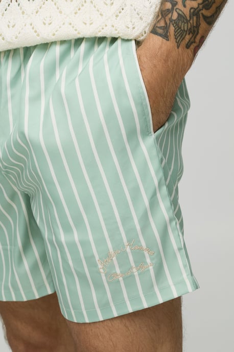 Branded Stripe Mid Length Swim Short - Image 3