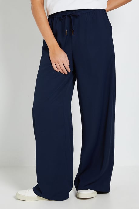 Tie Waist Wide Leg Trousers - Image 2