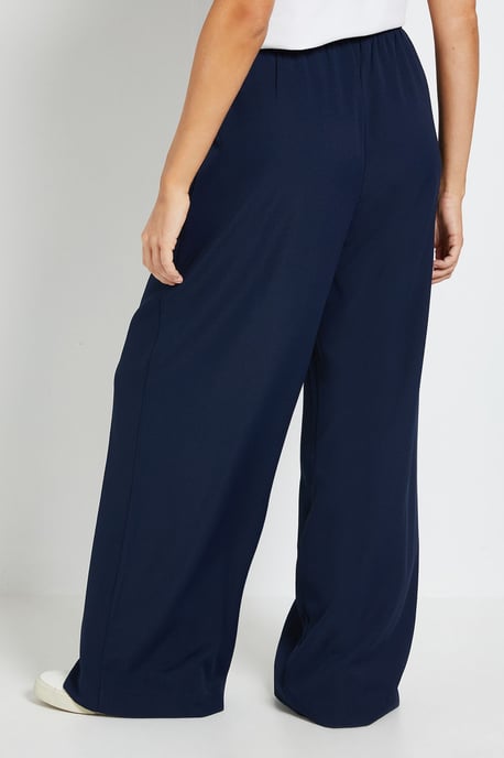 Tie Waist Wide Leg Trousers - Image 3