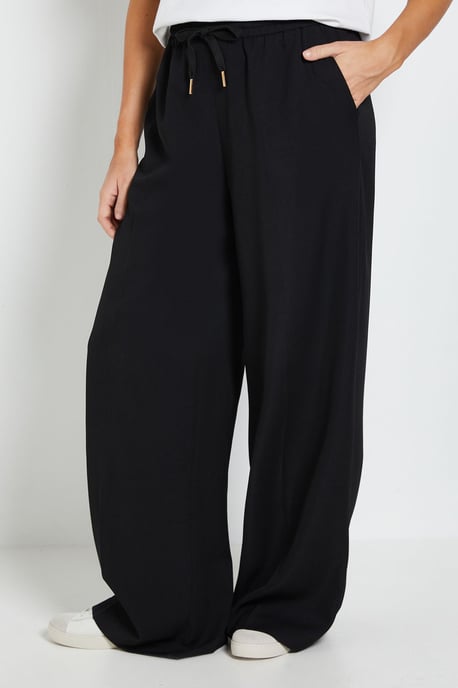Tie Waist Wide Leg Trousers - Image 2