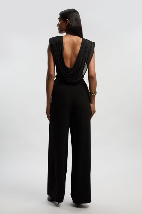 Tailored Crepe Asymmetric Buckle Detail Wide Leg Trouser - Image 4