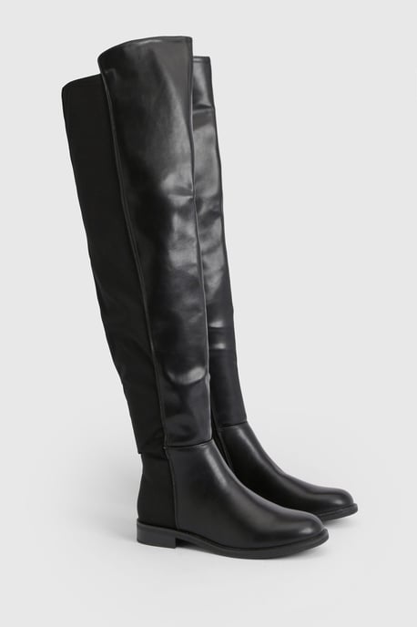 Over The Knee Stretch Flat Boots - Image 2