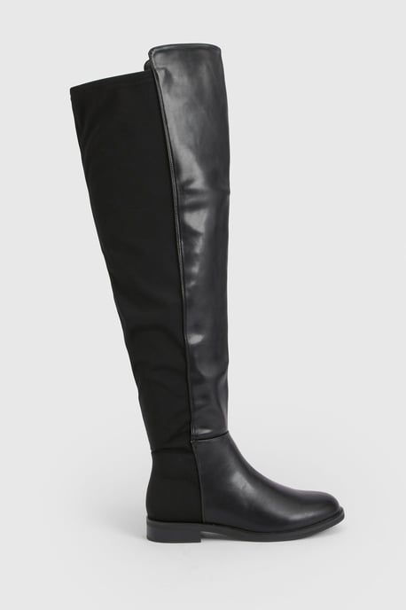 Over The Knee Stretch Flat Boots - Image 3