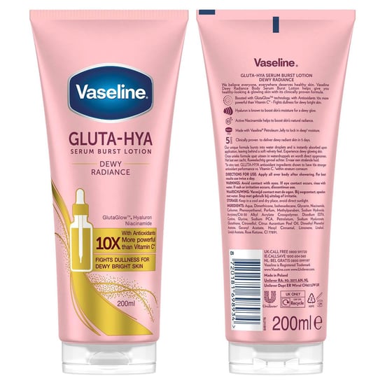 Vaseline Gluta-Hya Dewy Radiance Serum Lotion 200ml & Rosy Lips Therapy 20g Duo - Image 2