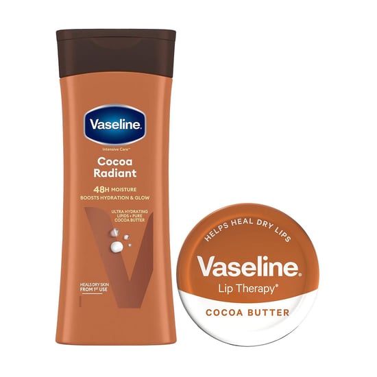 Vaseline Cocoa Glow Duo Radiant Cocoa Body Lotion 400ml & Cocoa Lip Therapy 20gm - Image 1