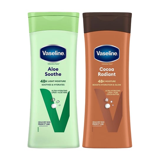 Vaseline Intensive Care Duo Body Lotion Aloe Soothe & Cocoa Radiant, 400ml Each - Image 1